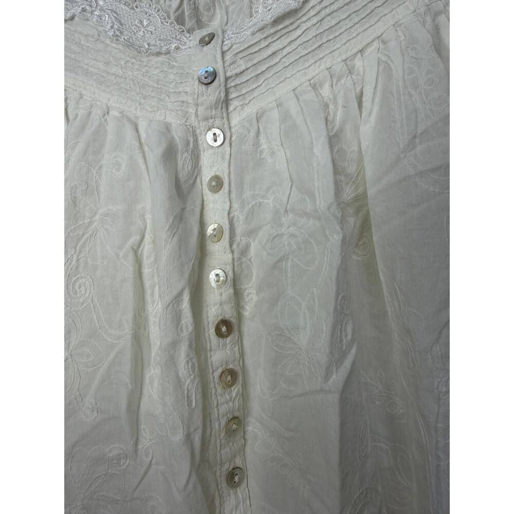 Eileen West White Cotton Long Sleeve Nightgown Size Large Nap Dress - Picture 4 of 9
